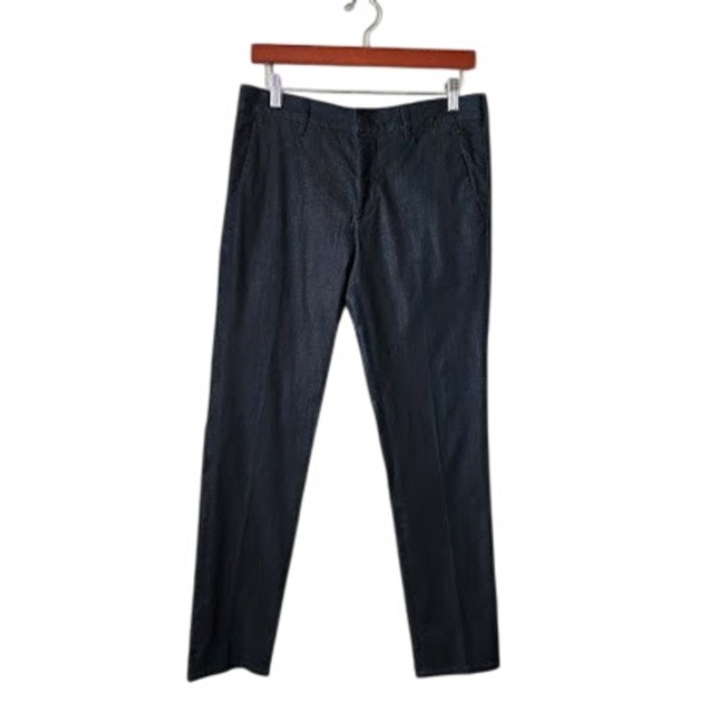 PRADA Milano Y2K Vintage Button Fly Tailored Trousers Navy woven sheen pants 30
